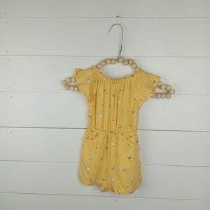 Cat & Jack girls size 12 mos yellow with bright floral flowy open back romper
